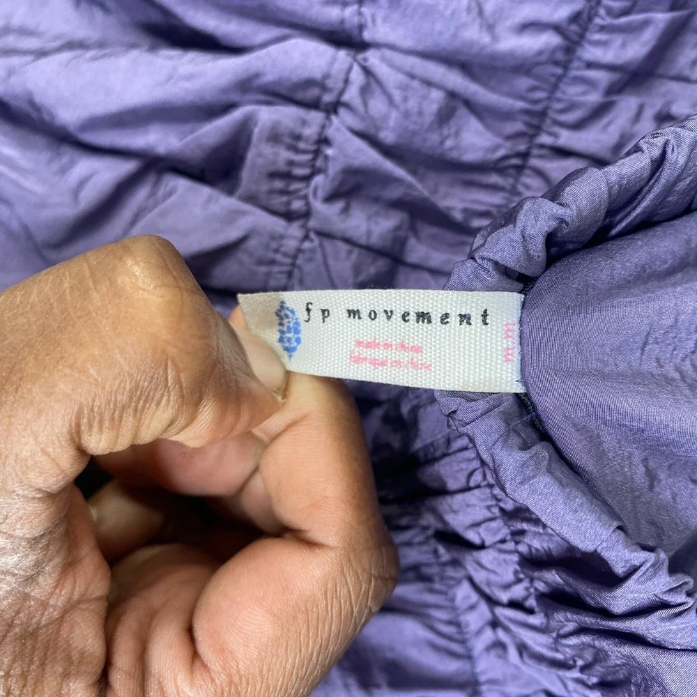 FP Movement Free People The Way Home Shorts Purple High Rise Smocked Waist M - Picture 3 of 7